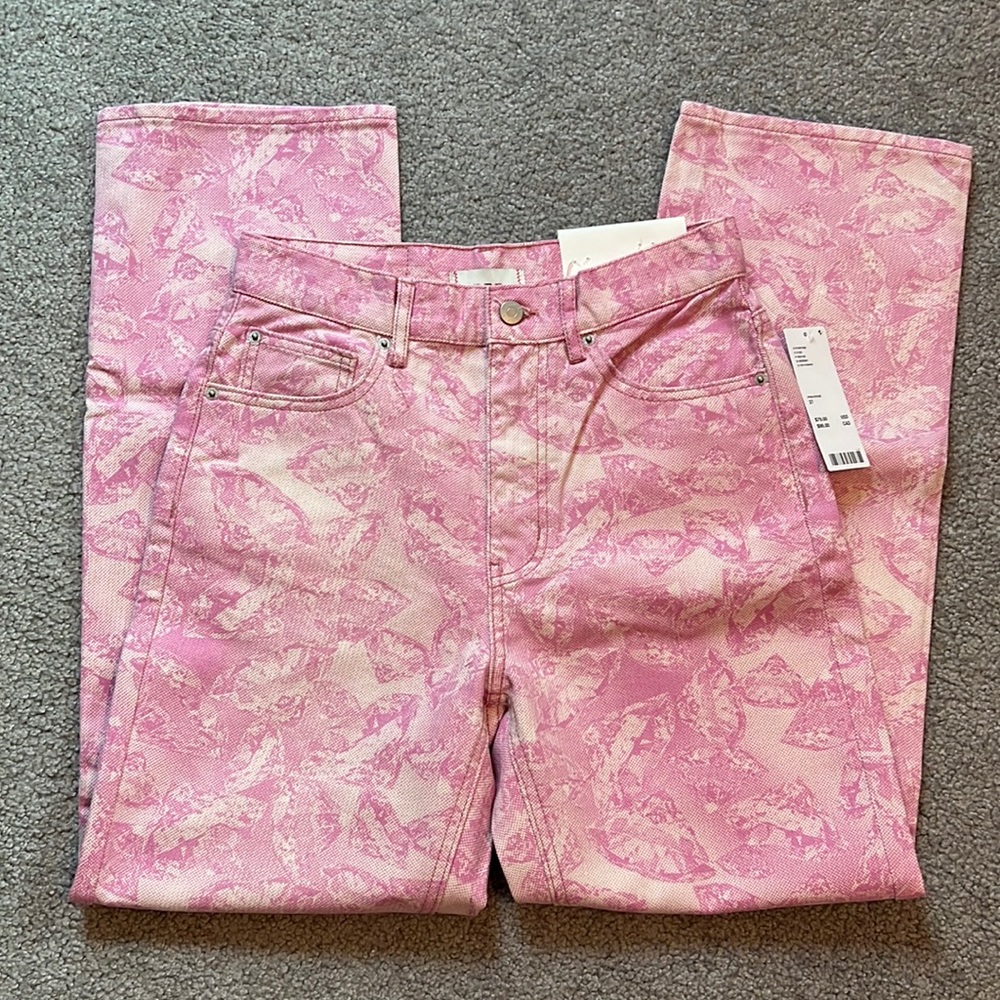 NWT Urban Outfitters BDG High Waisted Pink Patterned Cowboy Jeans